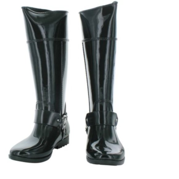 *Like NEW Michael Kors Fulton Harness Tall Rain Boots Hunter Green* - Picture 3 of 7